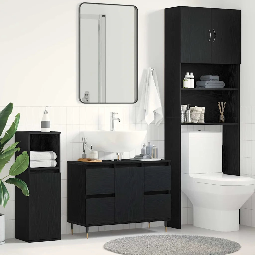 Armadio per Lavabo da Bagno Rovere Nero 80 x 33 x 60 cm 862893