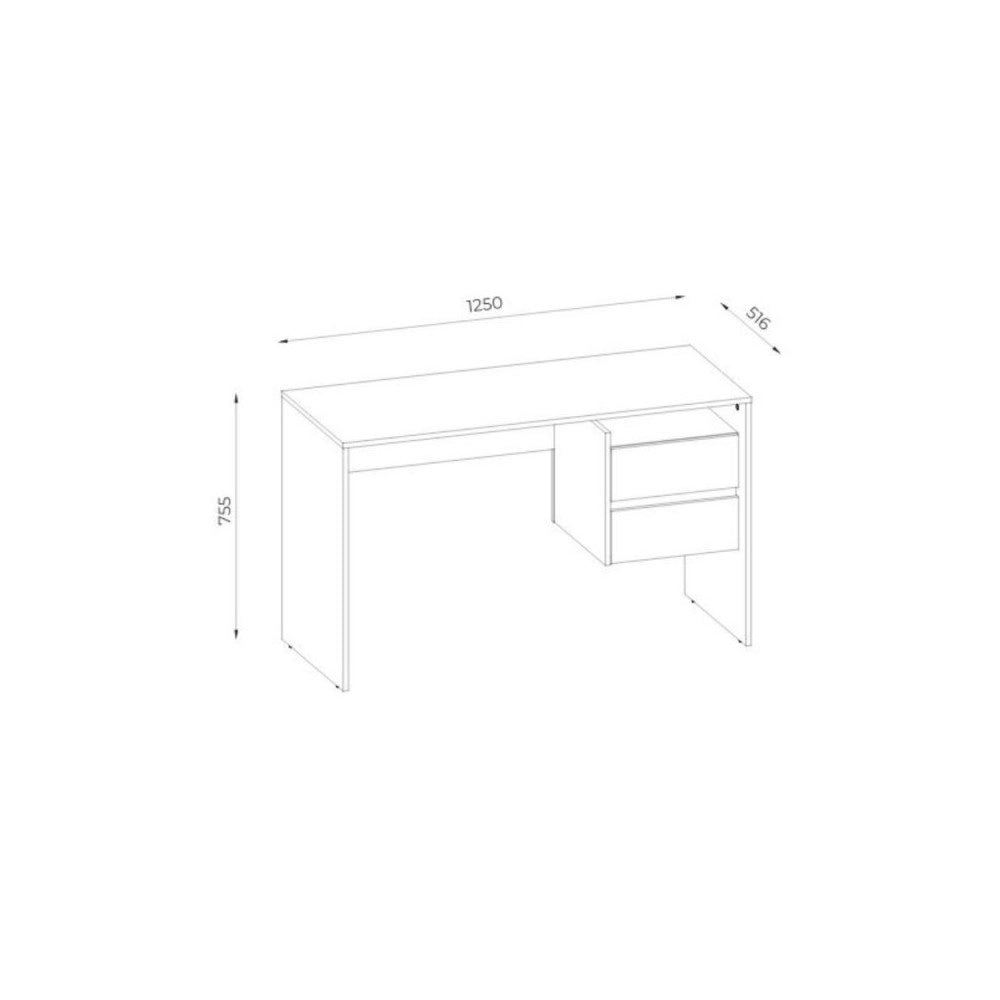 Scrivania con 2 cassetti Paco3 125x51,6x75,5H colore rovere e antracite