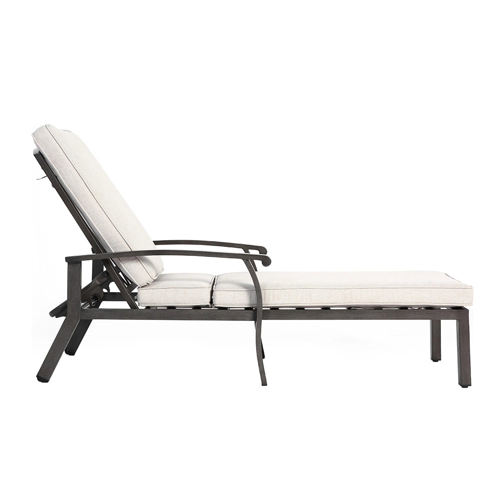 Chaise longue patio inclinabile - Xylo - Cuscino impermeabile beige