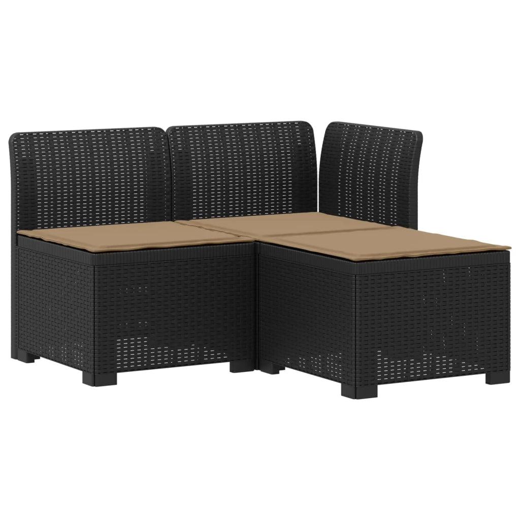 Divano da esterno-Divano da Giardino 3 posti con cuscini in look rattan PP 499017