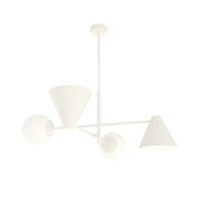 Lampadario Emibig HERMES bianco 4 luci E14 coni vetro