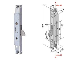 SERRATURA TRIPLICE INFILARE PER MONTANTI SOLO CATENACCIO 285.35- - mm.35 (285.35.01.0) - 1 pezzi WELKA