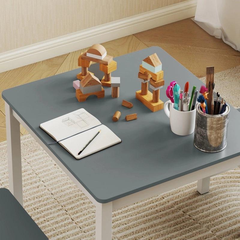 Tavolino per bambini con 2 sedie, set di 3 pezzi per bambini, mobili per bambini, 56 x 52 x 48 cm, grigio