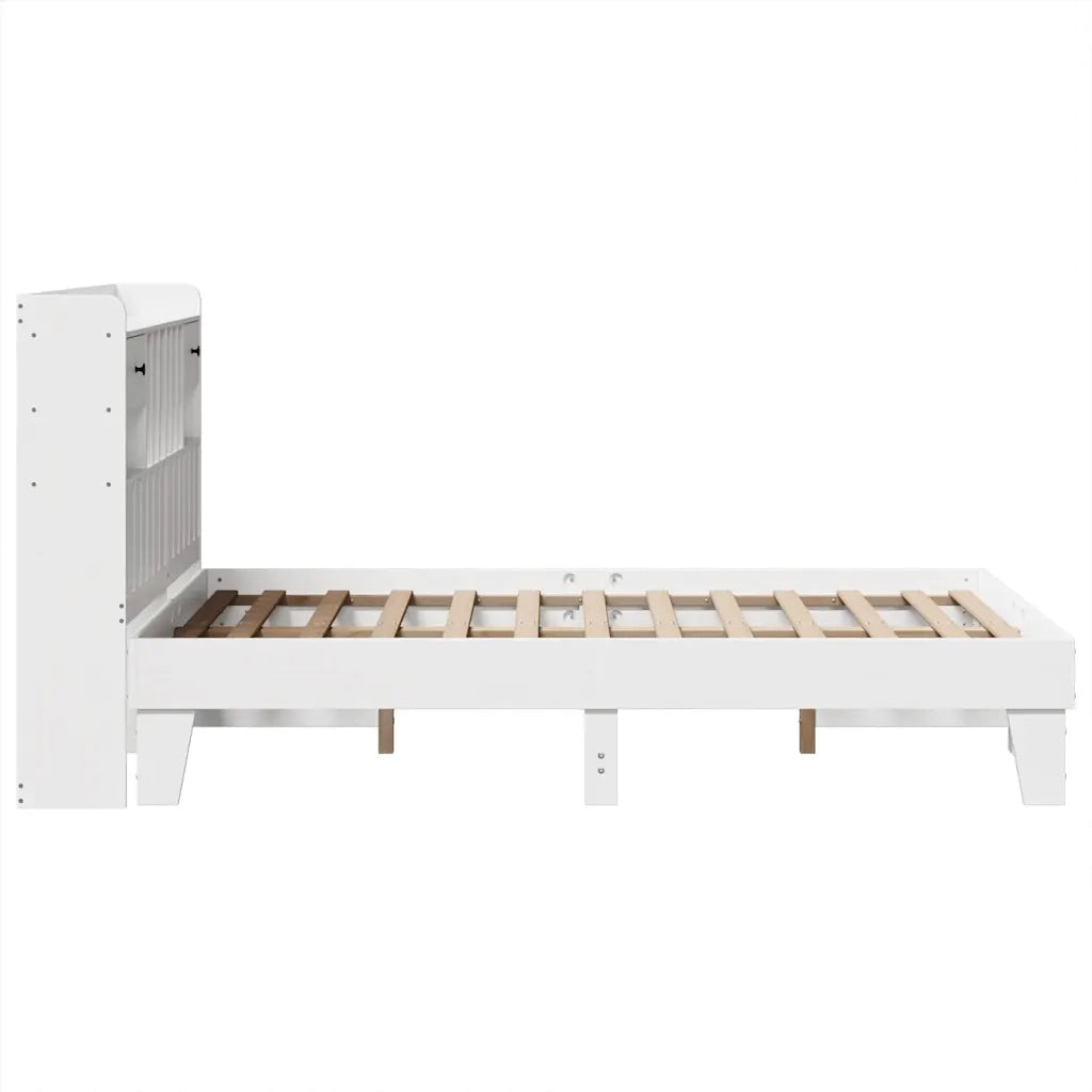 Letto senza Materasso Bianco 135x190 cm Legno Massello di Pino