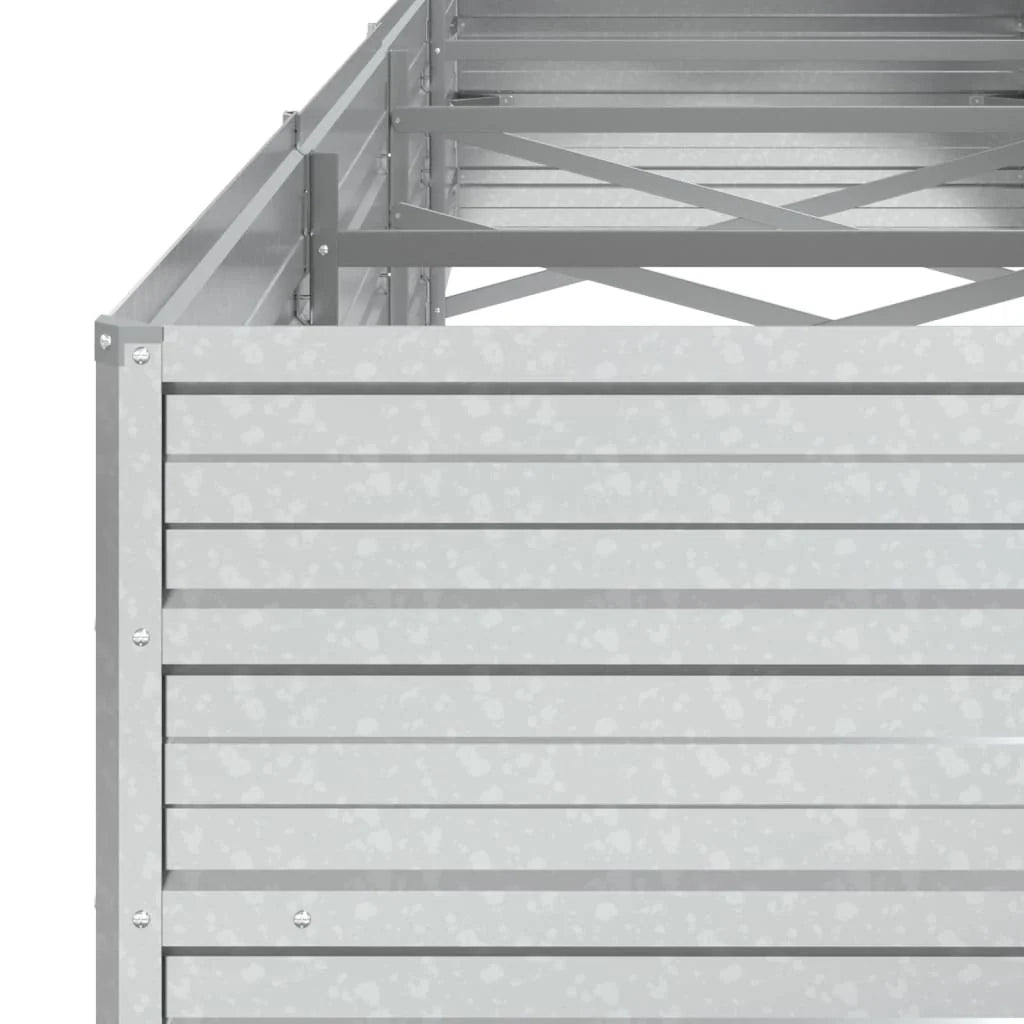 Fioriera rialzata per piante fiori patio giardino 320 x 80 x 45 cm acciaio zincato argento 02_0039433