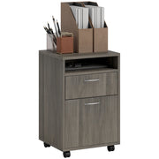 Cassettiera con Cassetti e Ripiano Aperto ¨C Zephmum ¨C Legno e Metallo Grigio 40x35x60 cm