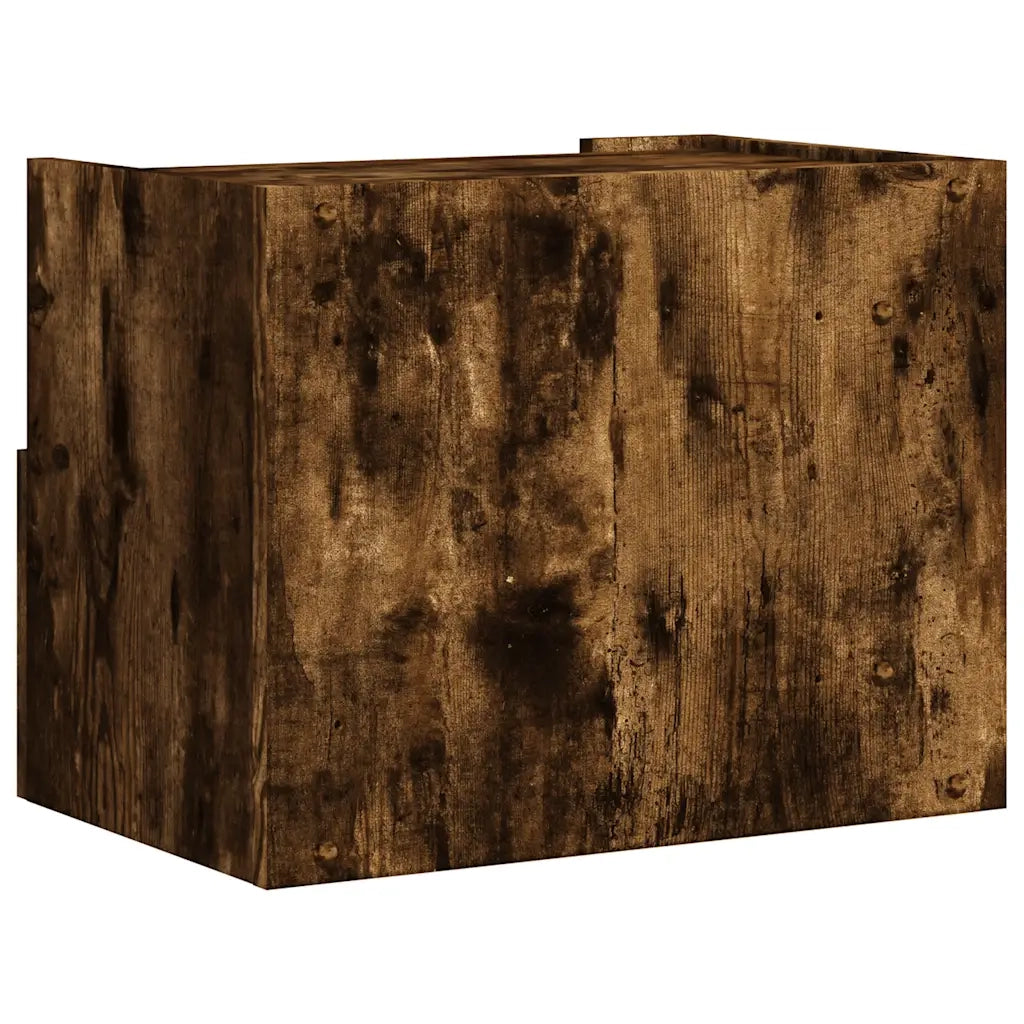 Set di 2 Comodini | Armadio da Notte | Mobiletto da notte a Muro Rovere Fumo 45x30x35 cm