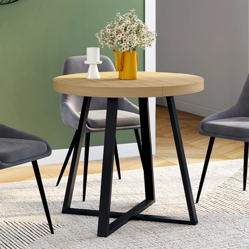 IDMarket - Tavolo da pranzo rotondo SELMA 4 persone in legno e nero 80 cm
