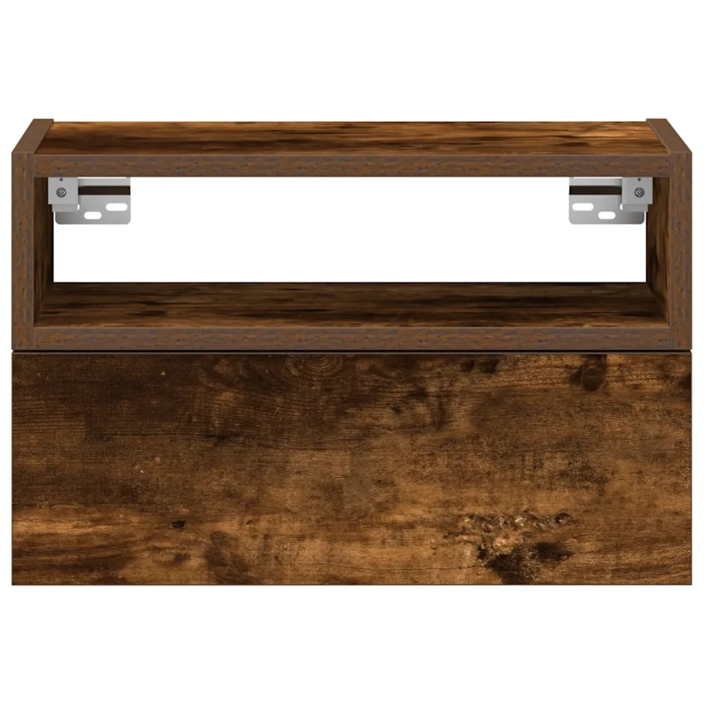 Comodino a Muro Rovere Fumo 45x26x28,5 cm 858604