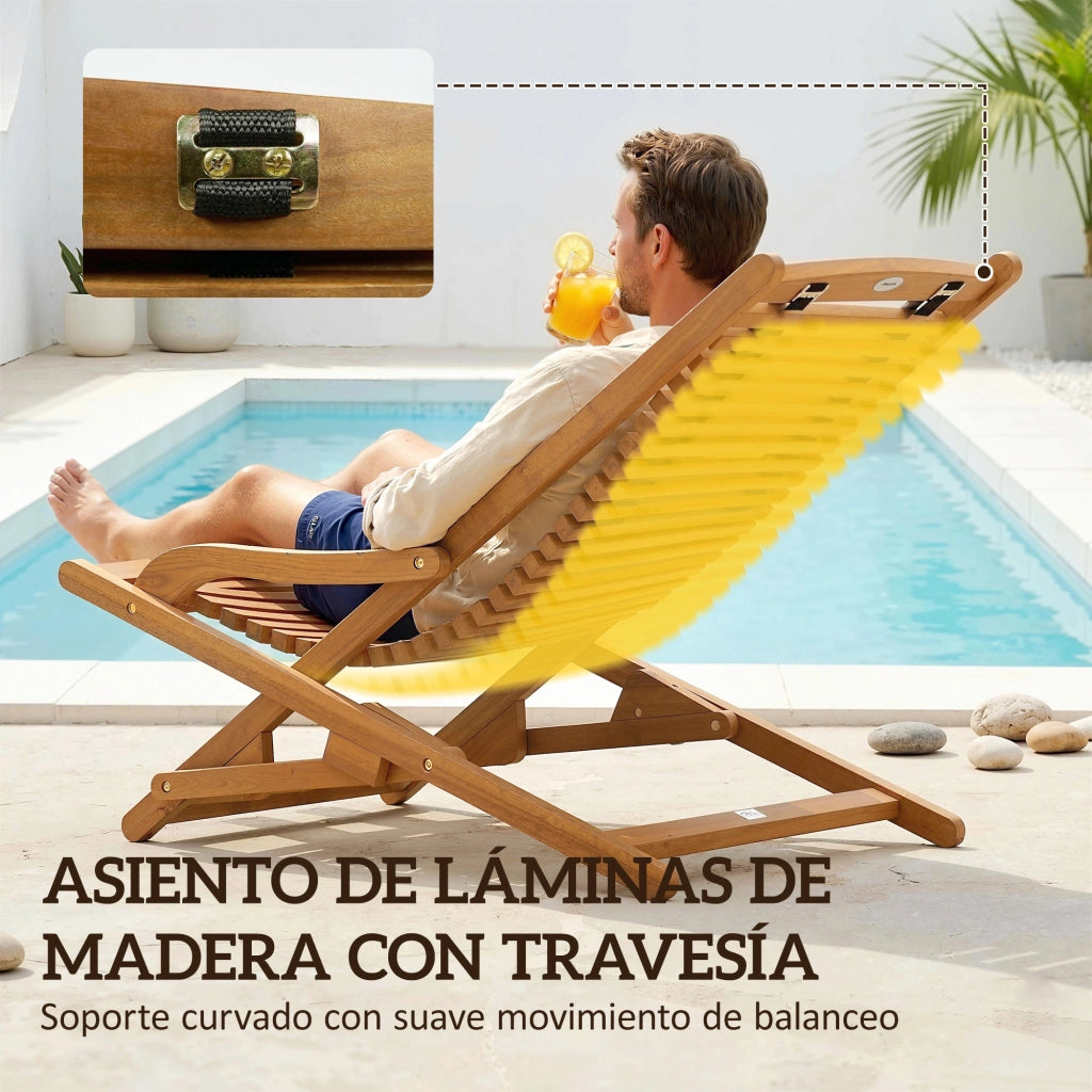 Sedia Pieghevole con Poggiapiedi e Cuscino ¨C zephmum ¨C 158x61x70 Beige
