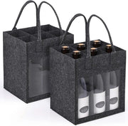 Porta bottiglie riciclabile per 6 bottiglie - Tas bottiglia con maniglia (grigio scuro)