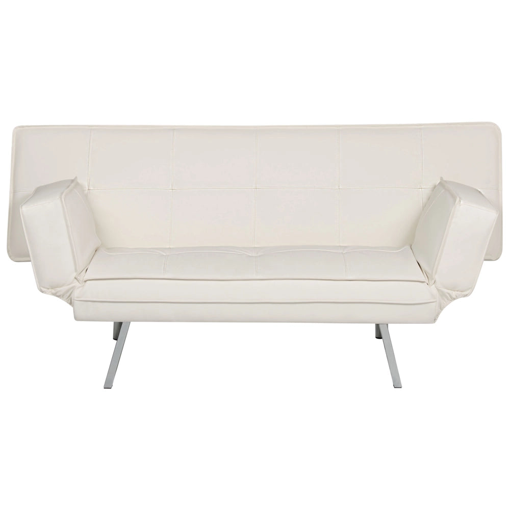 Divano Letto 3 Posti colore Bianco Ecopelle Senza Braccioli stile Moderno soggiorno
