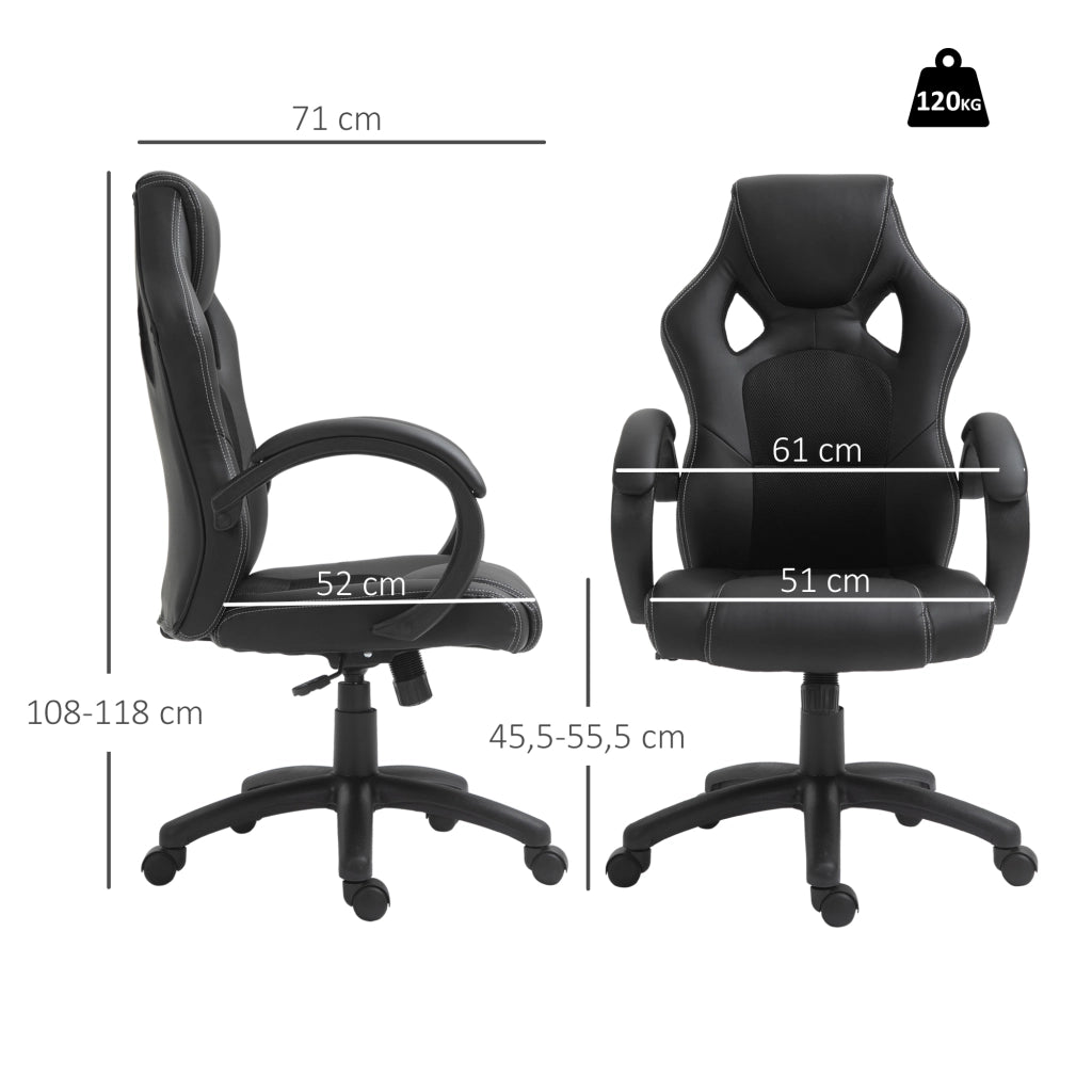 Sedia da Gaming Regolabile e Reclinabile ¨C Zephmum ¨C Nera 71x61x108-118 cm