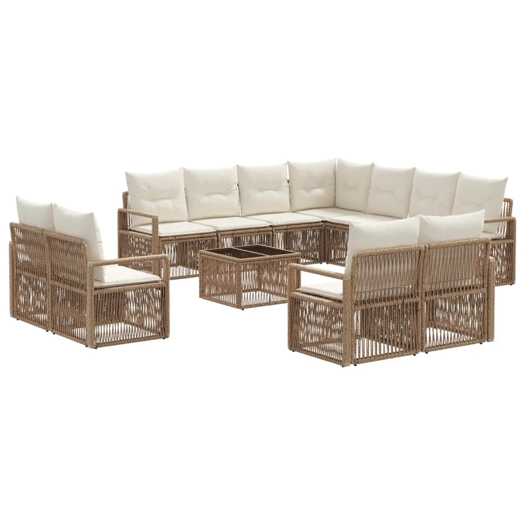 Set Divano da Giardino 12 pcs Beige polyrattan 3435885