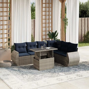 Set Divani da Giardino 7 pz con Cuscini Grigio in Polyrattan 3268561