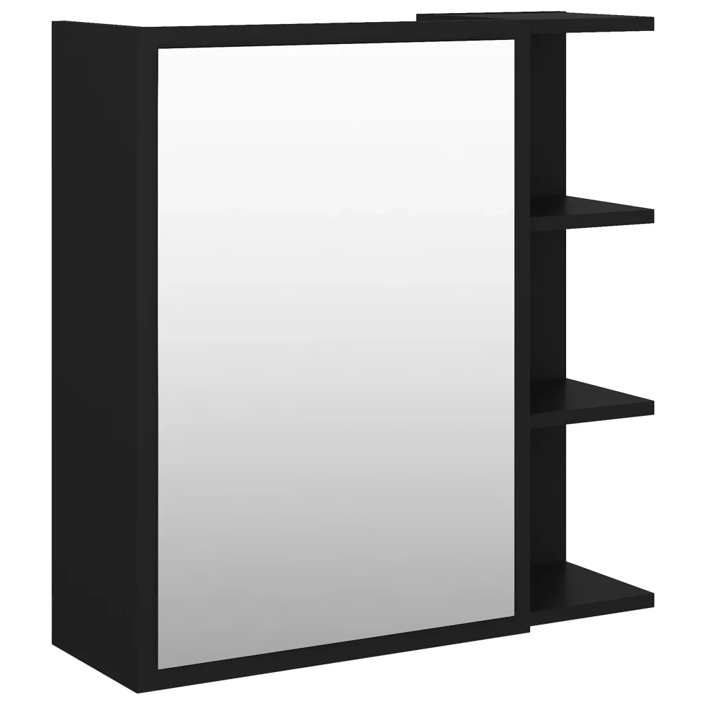 Mobile Bagno con Specchio Nero 62,5x20,5x64cm Legno Multistratocod mxl 73003