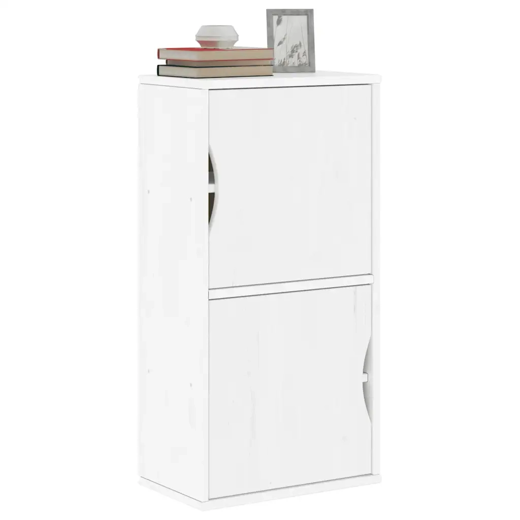 Armadietto Laterale ODDA Bianco 40x24x79 cm Legno Massello Pino 4103592