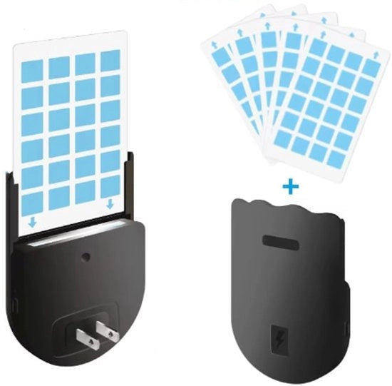 Uccellieri a Insetti - Con 5 Adesivi - Repellente efficace per zanzare, mosche, insetti - Lampada UV regolabile e LED per la notte in nero unico