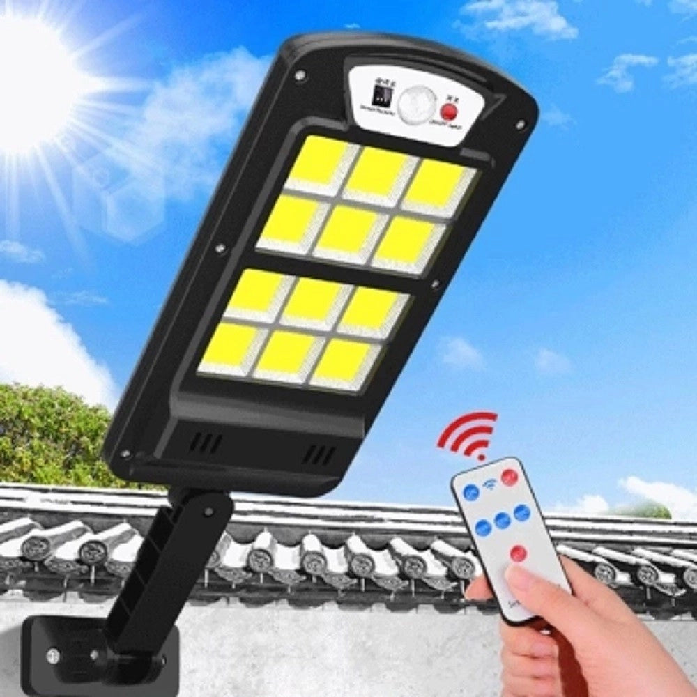 Trade Shop - Luce Ad Energia Solare Sensore Di Movimento A Led Staffa Telecomando Giardino -