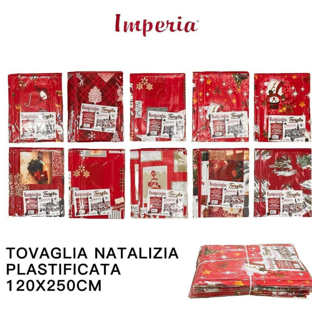 Trade Shop - Tovaglia Copritavolo Natale Plastificata Antimacchia Varie Fantasie Mis. 120X250 -