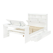 Letto con Cassetti 140 x 200 cm; Letto Matrimoniale - Tavolo Pieghevole e Mensole - Bianco