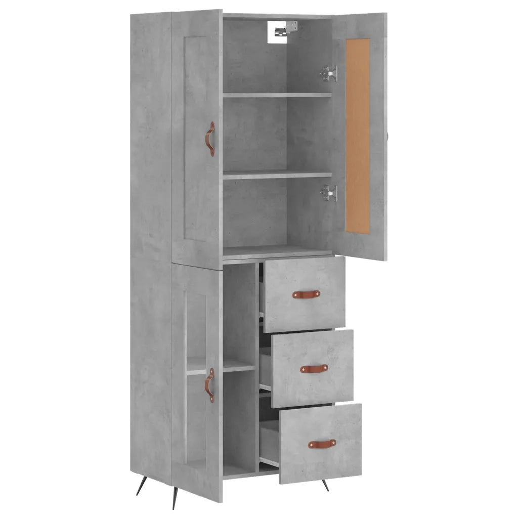 Credenza Grigio Cemento 69,5x34x180 cm in Legno Multistrato