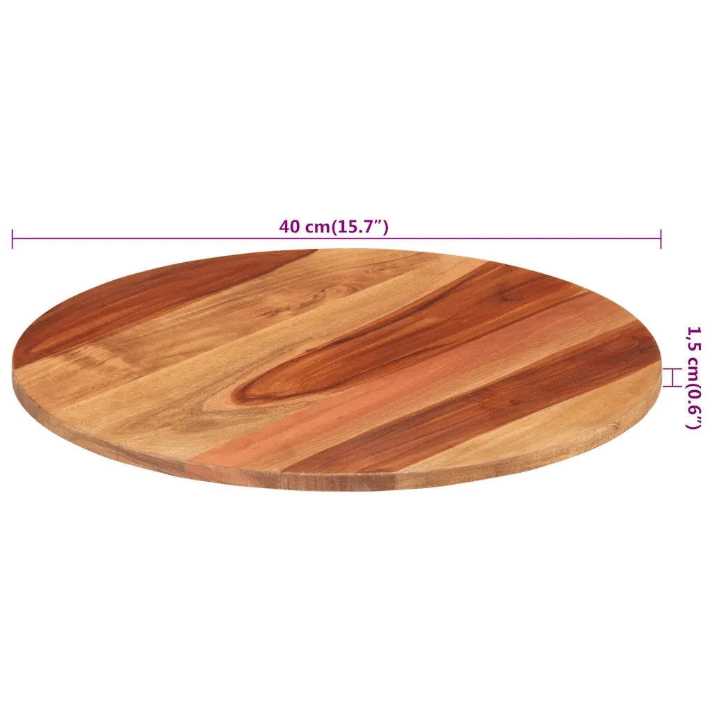 Piano Tavolo in Legno Massello di Acacia Rotondo 15-16 mm 40 cm 285967