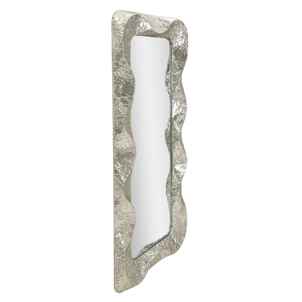 Specchio da parete Argelux rettangolare con cornice argento martellato 80x170 cm