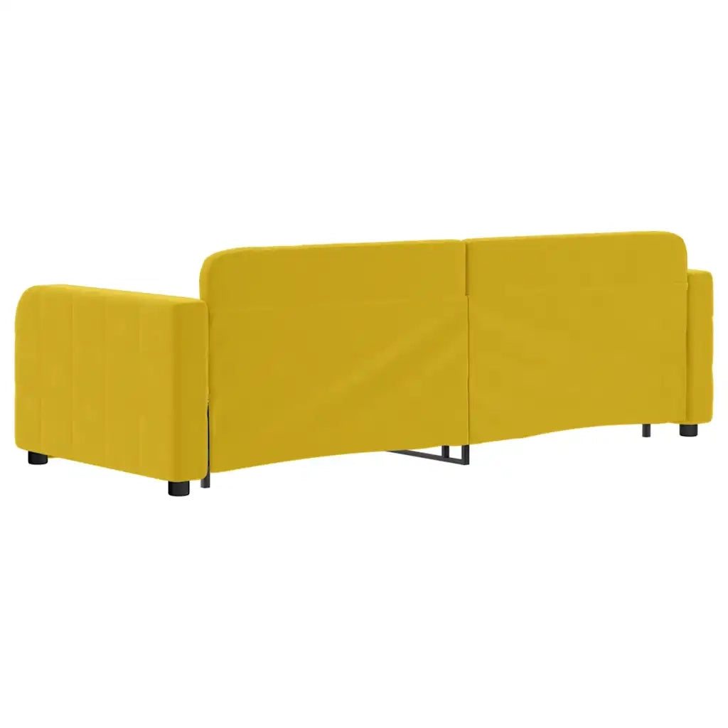 Divano Letto Estraibile con Cassetti Giallo 80x200cm in Velluto 3196975
