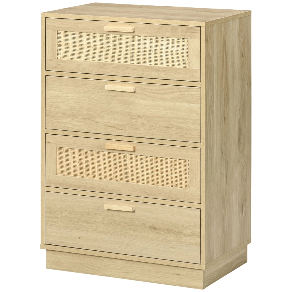 Cassettiera design in rattan con 4 cassetti ¨C zephmum ¨C legno naturale 60x40x80 cm