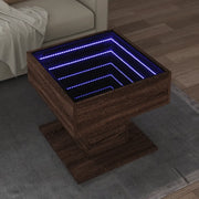 Tavolino Salotto con LED-Tavolino da soggiorno-Tavolo Rovere Marrone 50x50x45 cm Multistrato 511216