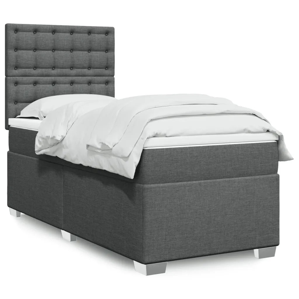 Giroletto a Molle con Materasso Grigio Scuro 90x190 cm Tessuto 3292658