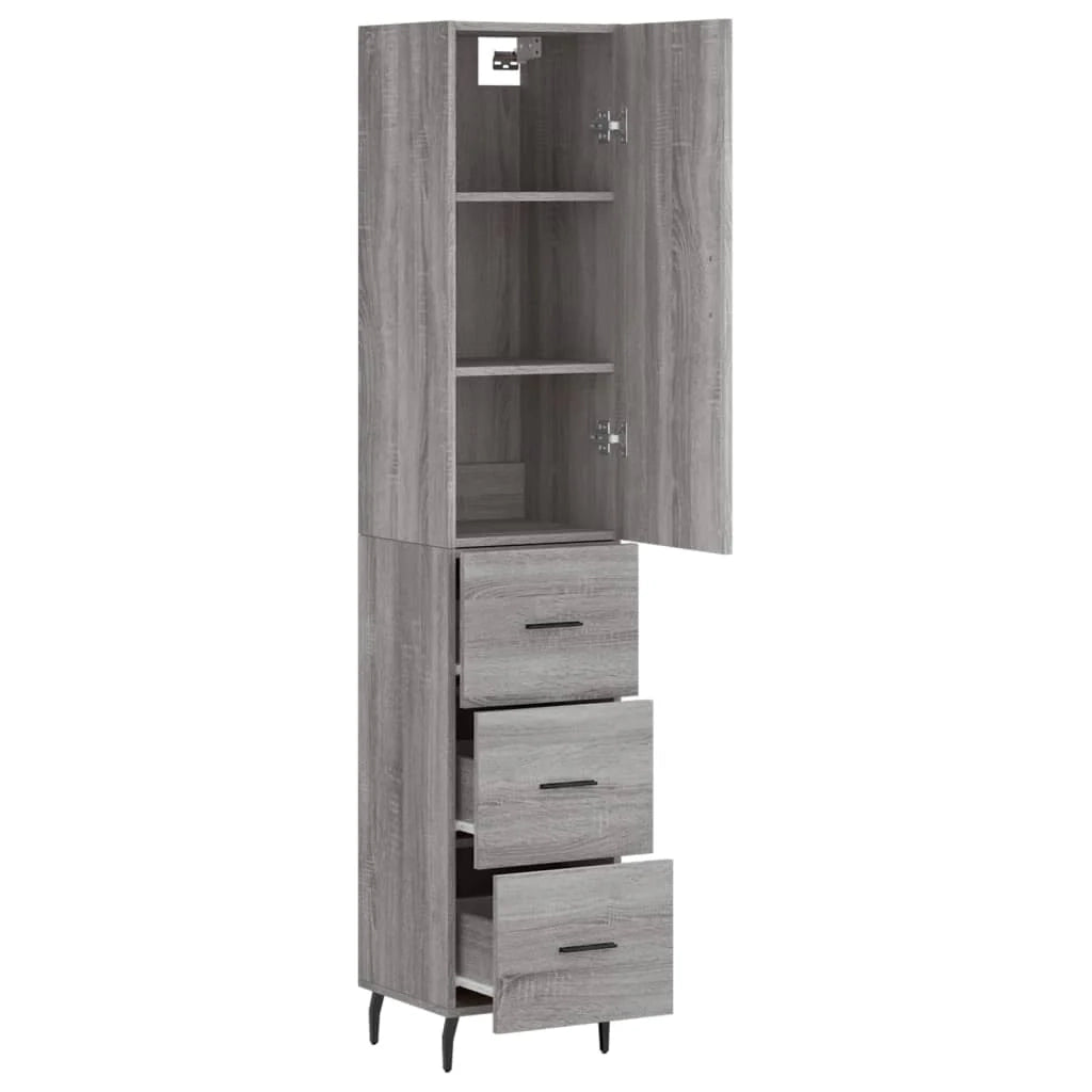 Buffet credenza cassettiera armadio mobile contenitore organizer cucina soggiorno salotto rovere Sonoma alto 34,5 x 34 x 180 cm legno ingegnerizzato grigio 02_0035329
