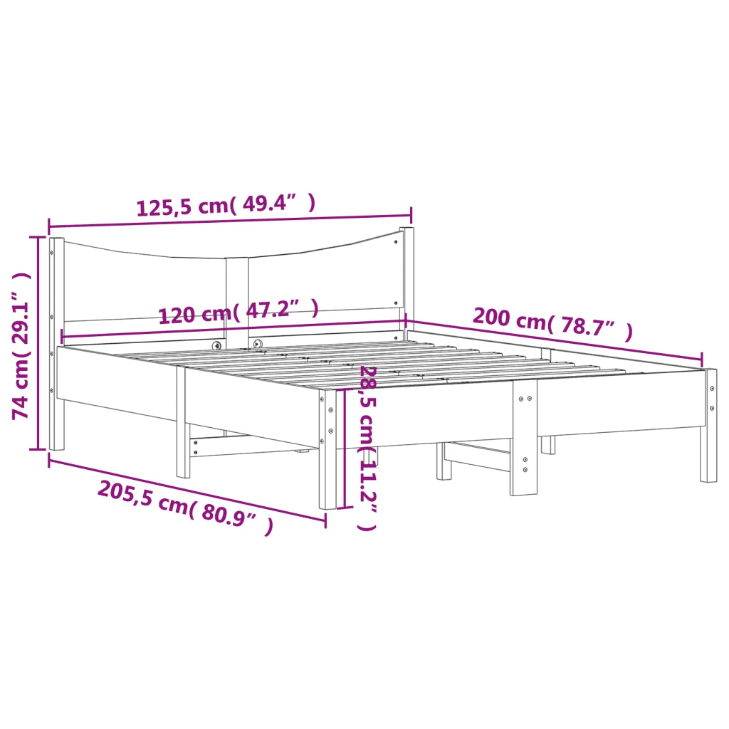 Letto senza Materasso-Struttura Letto Marrone Cera 120x200 cm in Legno di Pino 147023