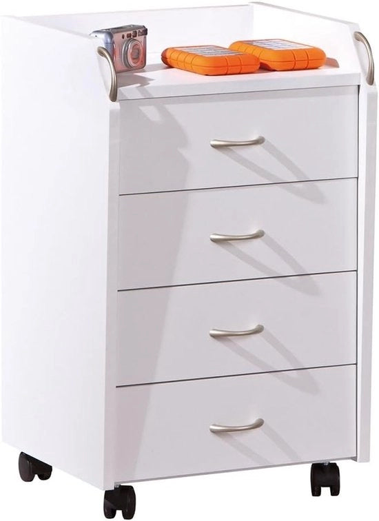 Scaffale con ruote - 4 ripiani - Bianco - 40x36x65 cm