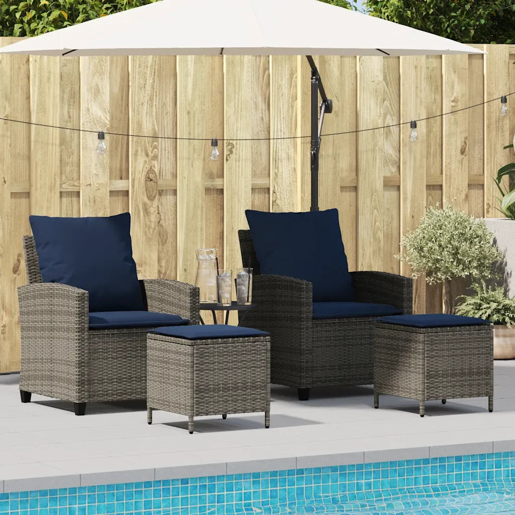 Set Divani da Giardino 4 pz con Cuscini in Polyrattan Grigio CFW7811435