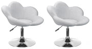 Set 2 Poltroncine da Soggiorno 69x55x69/81 cm in Schiuma Poliuretanica Fleur Cromo-Grigio Chiaro