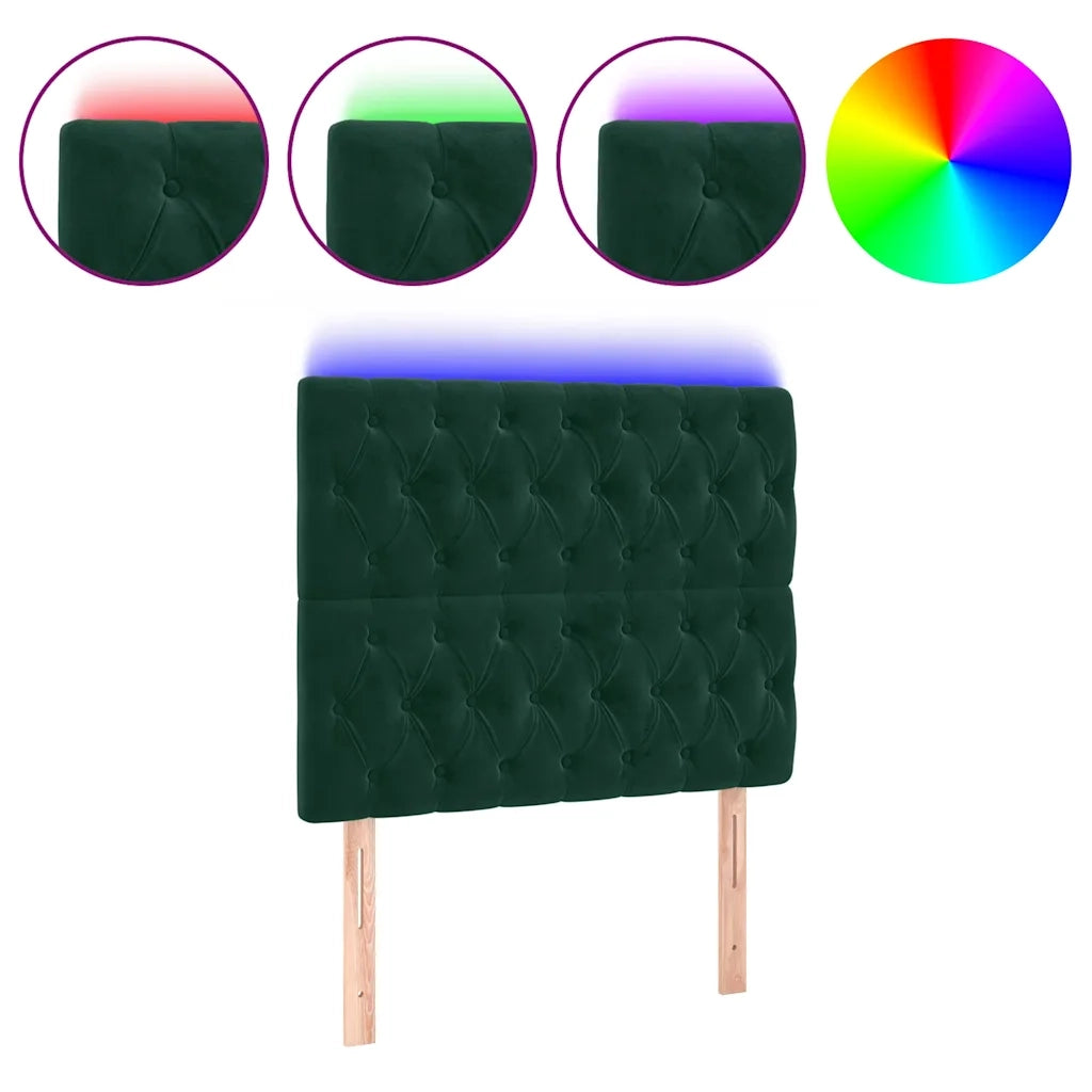 Testiera a LED Verde Scuro 90x7x118/128cm in Velluto cod mxl 70824