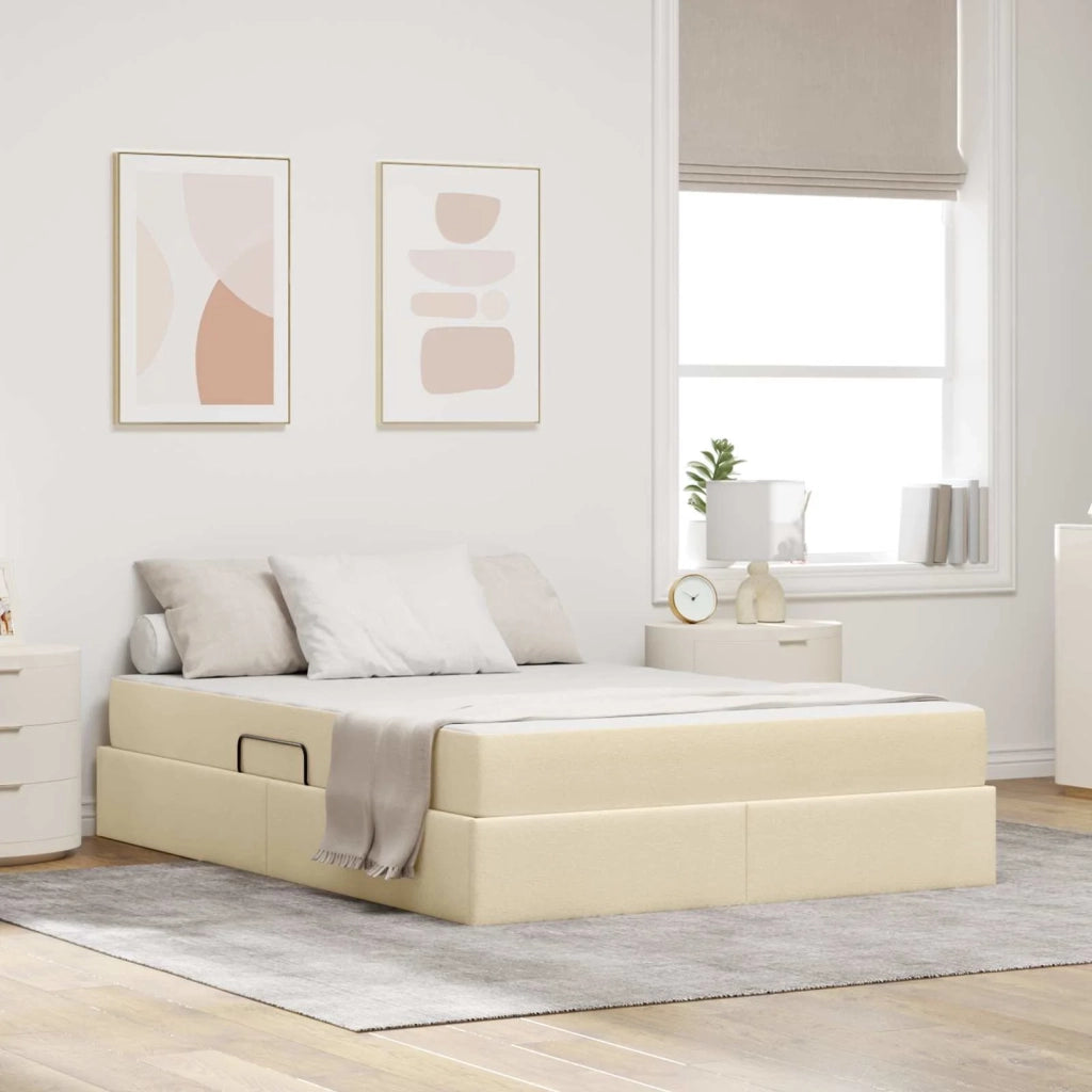 Letto con contenitore e materasso Crema 140 x 200 cm Poliestere 3399668