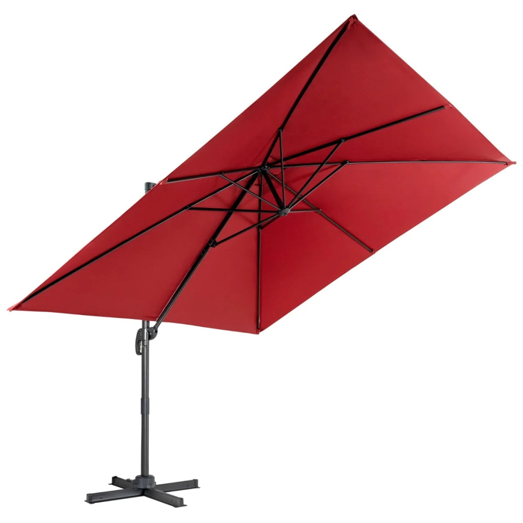 Ombrellone a braccio 300 x 300 x 273 cm con rotazione a 360° e inclinazione regolabile stile moderno poliestere rosso vino 20_0018479