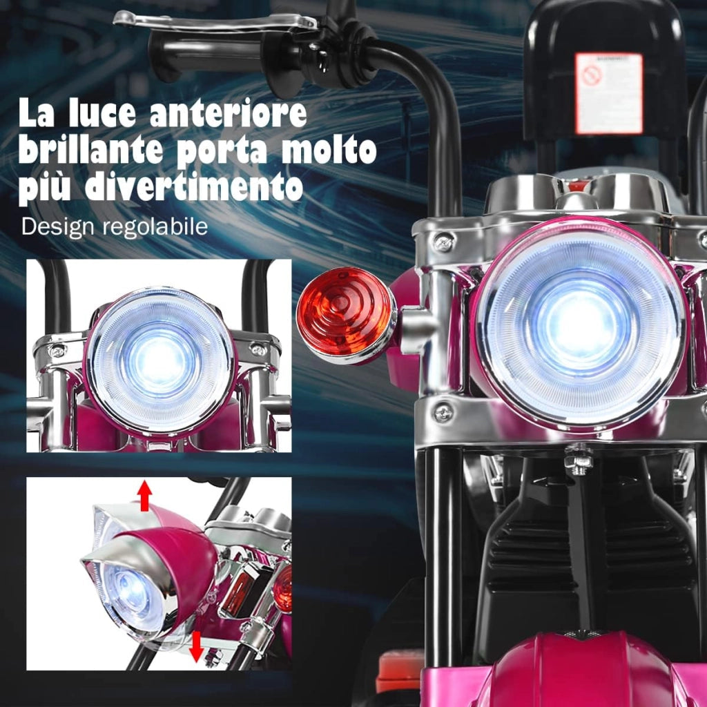 6V Moto Elettriche per Bambini, Moto Cavalcabile Marcia Avanti e Indietro, Portanza di Peso 30kg (Rosa)