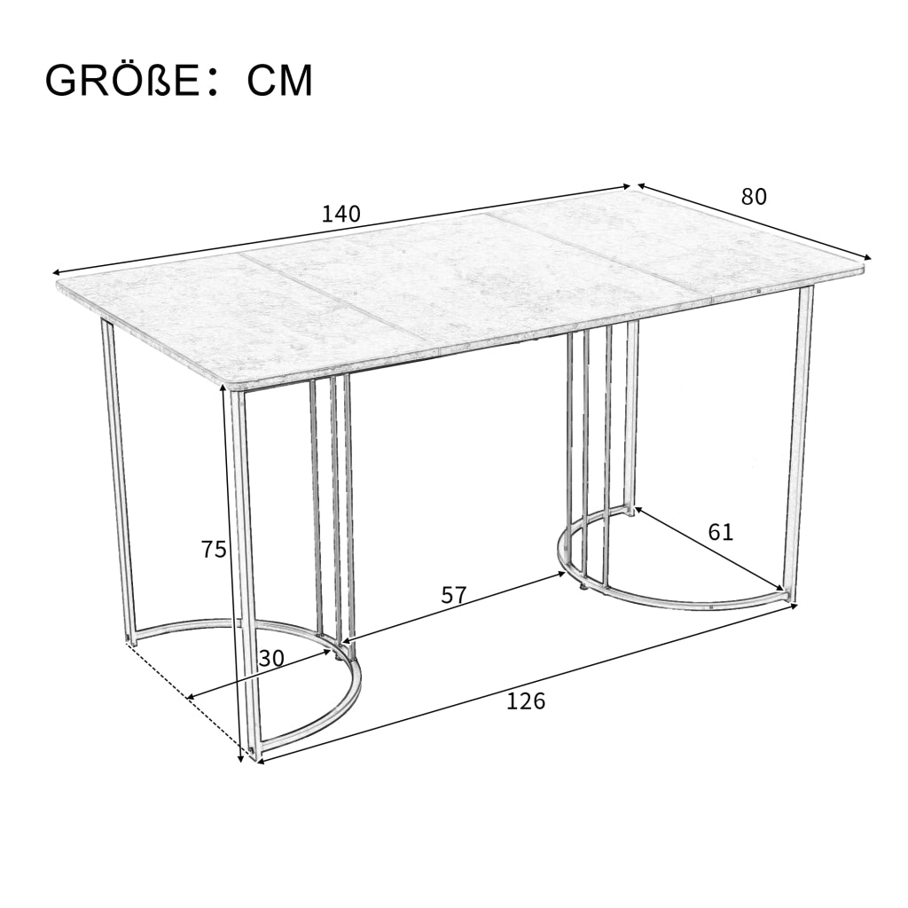Tavolo da pranzo set con sedie in velluto, gambe in metallo, stile moderno minimalista, per cucina e soggiorno