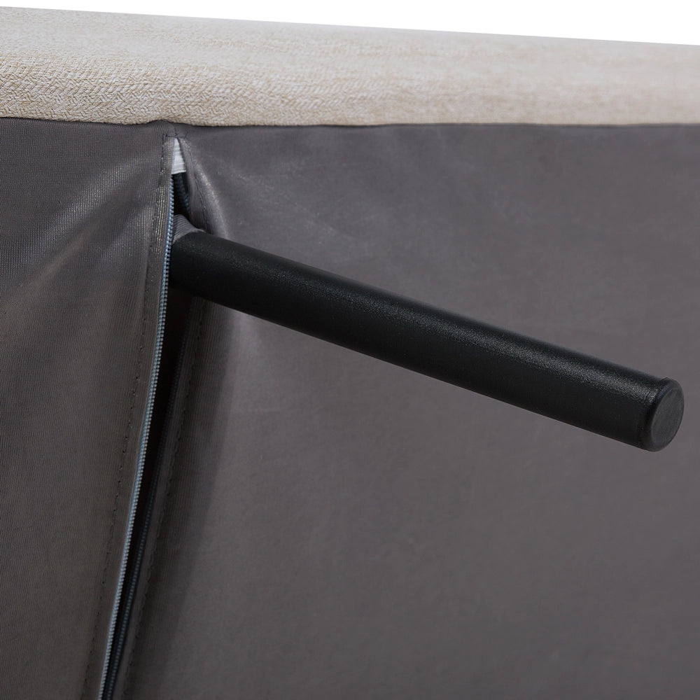 Divano letto Beige Tessuto Imbottito 3 Posti Schienale Reclinabile Quadrato Trapuntato