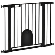 Cancellino per Cani Regolabile con Porta Piccola e Chiusura Automatica, 75-103x76cm, Nero
