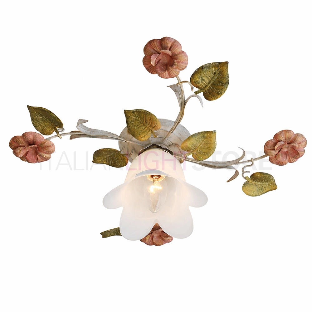 SPRING Plafoniera a 1 Luce in Ferro Decorato Stile Floreale