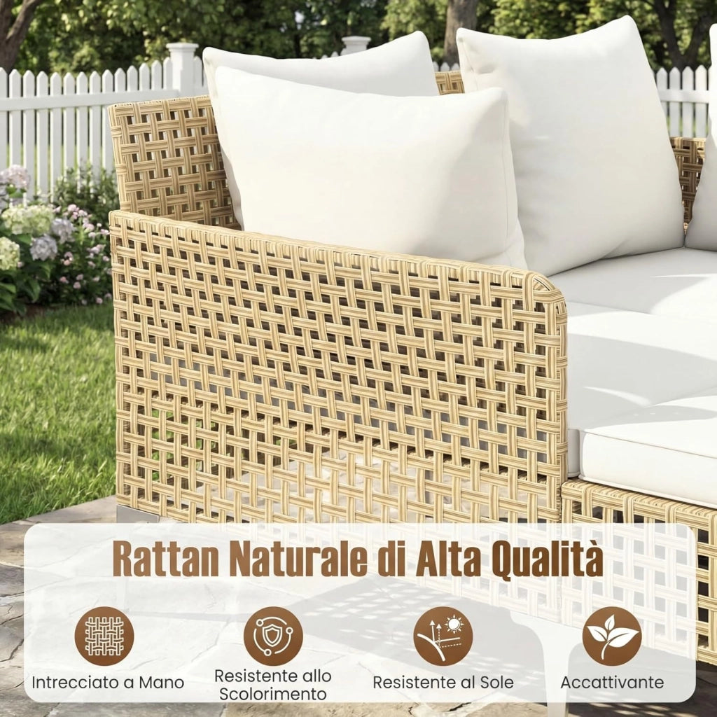 Lettino Prendisole per 2 Persone da Giardino, Divano Letto Matrimoniale da Esterno con Cuscini per Seduta e Schienale, Isola Prendisole per Cortile e Terrazza, 153 x 133 x 70 cm