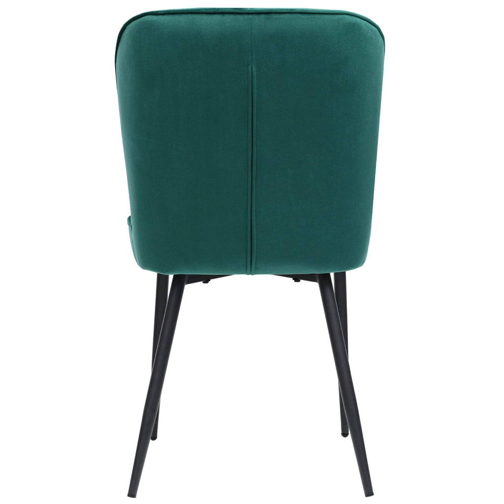 Sedia da pranzo in velluto con schienale ergonomico e struttura in metallo verde moderna per cucina e soggiorno