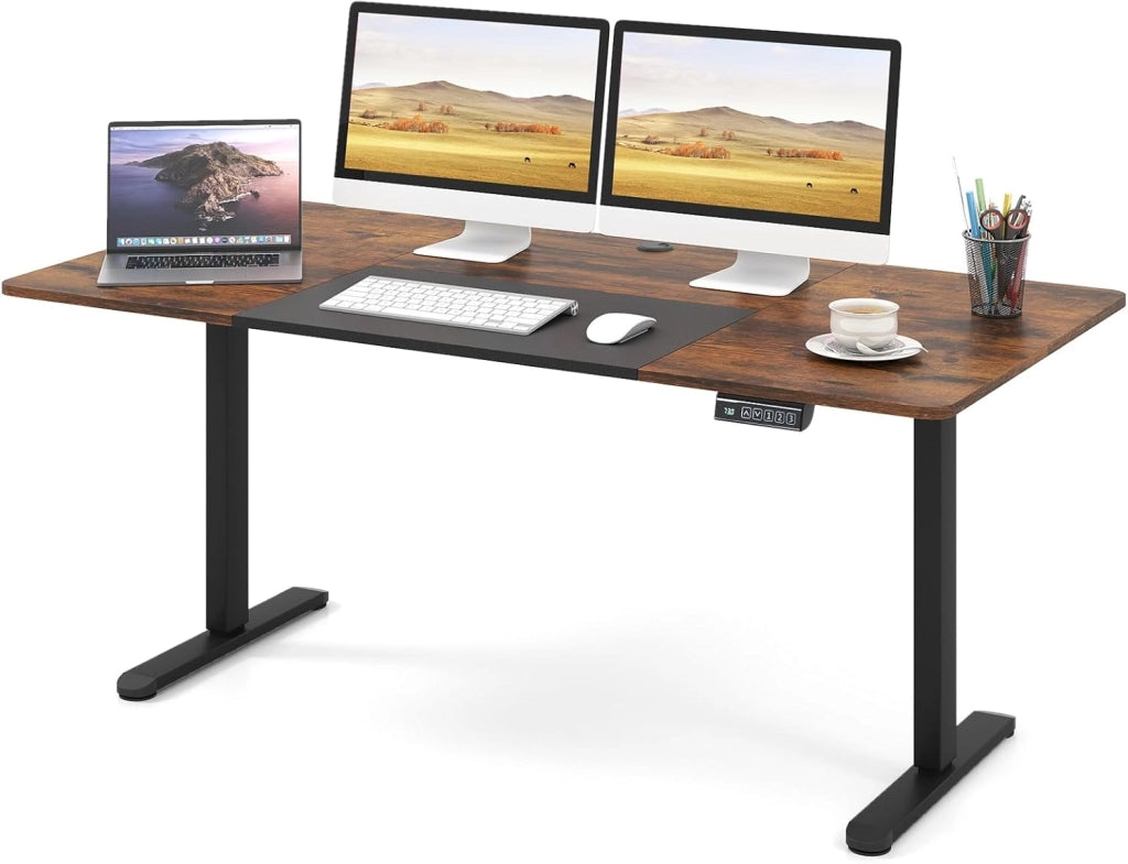 Scrivania Elettrica Regolabile in Altezza 140 x 70 cm, Scrivania per Computer con Memoria delle Altezze, Foro per Cavi, Design Anti-Collisione, Ideale per Ufficio e Casa (Legno Chiaro)