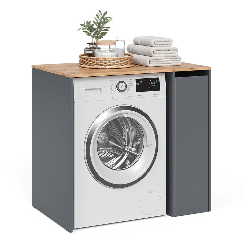 Mobile lavatrice Viktor Antracite/Rovere dorato 93.6 x 88.2 cm con 3 scomparti Vicco