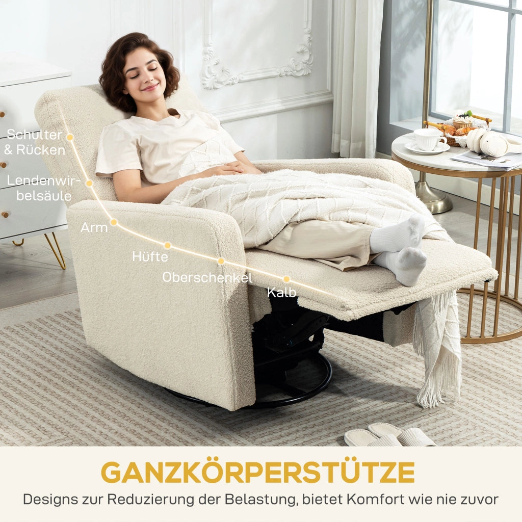 Relaxsessel, Fernsehsessel mit Liegefunktion, Wippfunktion Beige